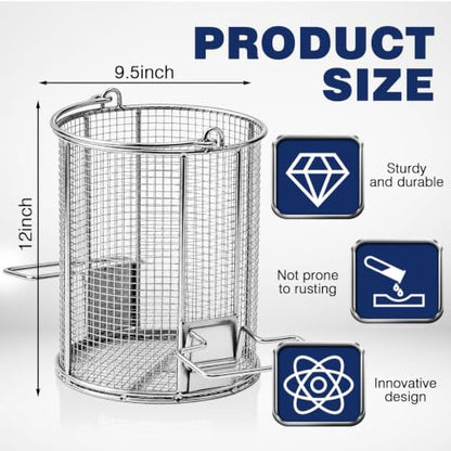 1 Pcs 1/4″ Mesh 5 Gallon Dip and Drain Stainless Steel Part Cleaning Strainer Basket for Buckets, Swing Handle, for Mechanics Auto Parts Washing Garage Shop Home Workshop, Bucket Not Included - size: 5 Gallon,1/4″