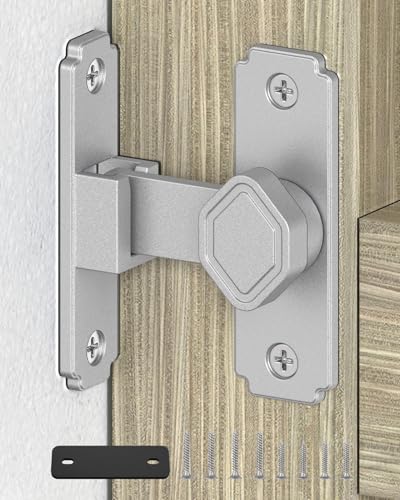 90 Degree Barn Door Lock, Rustproof Sliding Gate Latch, Silver 1Pc - color: Silver-1PC