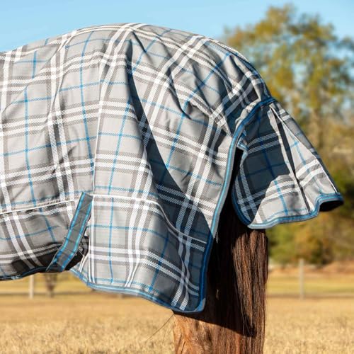 Jeffers Poplar Head Refuge 1200D, Hamilton Blue & Slate Plaid, 81" - Turnout Blanket, Waterproof, 240g Polyfill, Adjustable Chest, Belly Surcingles, Hind Leg Straps, Tail Flap, Horse Blanket - size: 81 in