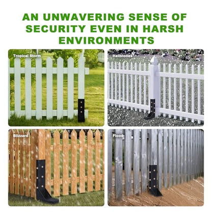6-Pack 3.74" Width Fence Post Repair Kit, 24in Total Length Heavy Duty Ground Spike Anchor for Wooden Post Repairing Tilted/Broken Posts Metal Brackets - size: 4'' 6 Pack