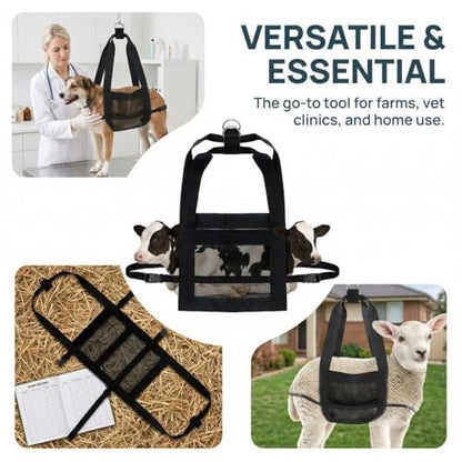 Animal Weighing Sling, Nylon Hanging Scale Bag with Adjustable Straps, 23.23 x 13.78 in, Black, for Lambs, Goats, Alpacas and Dogs