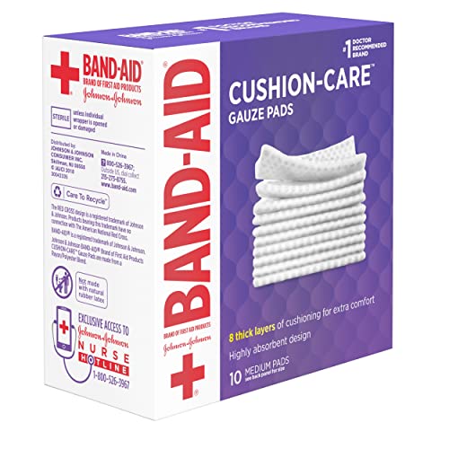 Band-Aid Brand Cushion Care Non-Stick Gauze Pads, Individually-Wrapped, Medium, 3 in x 3 in, 10 ct (Pack of 2) - size: 3x3 Inch 25ct (Pack of 20)
