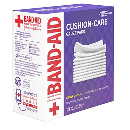 Band-Aid Brand Cushion Care Non-Stick Gauze Pads, Individually-Wrapped, Medium, 3 in x 3 in, 10 ct (Pack of 2) - size: 3x3 Inch 25ct (Pack of 20)
