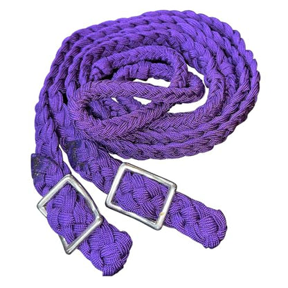 HILASON 1" X 8Ft Braided Poly Barrel Reins Horse Racing Flat Grip Knots - color: Purple