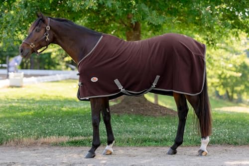 Miller's Standard Neck Fleece Cooler for Horses -Burgundy with Grey Trim-72 - color: Burgundy, size: 72
