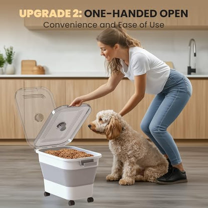 20-23 Lbs Dog Food Storage Container,Collapsible Dog Food Container | Pet Food Storage Container with Transparent Airtight Lid,Multifunctional for Dog Cat,Rice,Flour,Scoop and Small Container - color: Clear/23 lbs