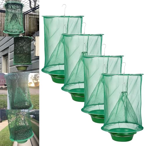 4 Ranch Fly Traps Outdoor Hanging, Reusable Stable Horse Fly Catcher Cage - size: 4 pack1