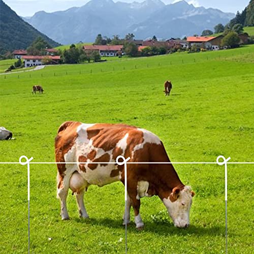ARIFARO 30Pack 41" Step in Fence Post White, Electric Pig Tail Step-in Fence Posts Heavy Duty Metal for Temporary Fencing, Garden Fencing, Grazing & Livestock Control - color: White