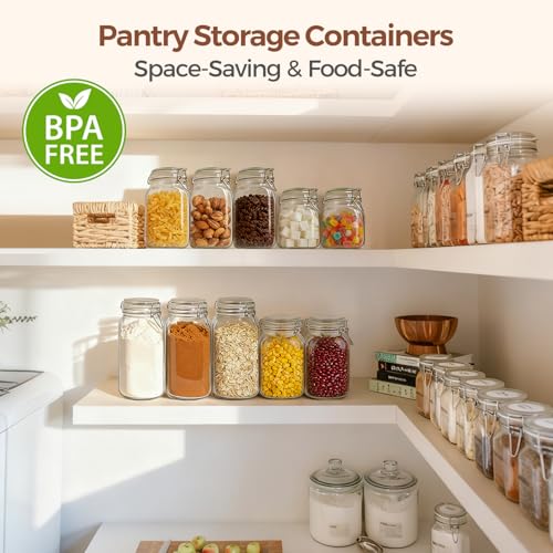 ComSaf Square Glass Pickling Jars 27 oz 6 Pack with Airtight Lids Pantry - size: 27oz*6