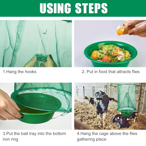 4 Ranch Fly Traps Outdoor Hanging, Reusable Stable Horse Fly Catcher Cage - size: 4 pack1