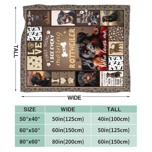 Dynova Rottweiler Blanket Cozy Plush Dog Lovers Gifts Throw Blankets Animal Fuzzy Flannel Fleece for Girls Boys Women Men 60"X50" - color: Rottweiler, size: 60"x50"