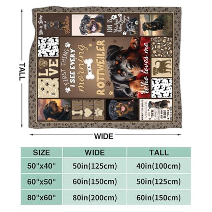 Dynova Rottweiler Blanket Cozy Plush Dog Lovers Gifts Throw Blankets Animal Fuzzy Flannel Fleece for Girls Boys Women Men 60"X50" - color: Rottweiler, size: 60"x50"