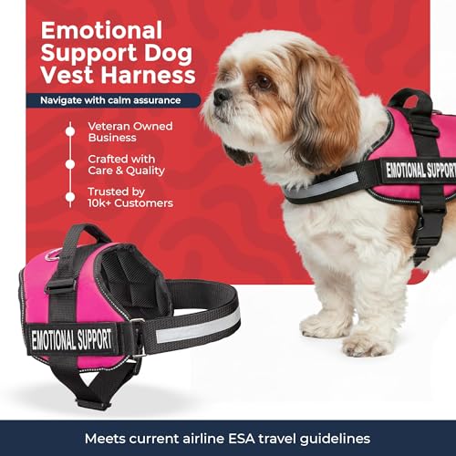 Industrial Puppy Emotional Support Vest Harness, Small 19.5-25, Pink - color: Hot Pink, size: Small, Fits Girth 19.5-25"