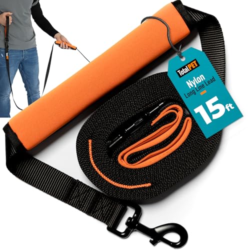 15ft Long Leash for Dogs - Long Line Dog Leash for Training Recall/Commands at Distance - Nylon, Heavy Duty - Ideal for Large & Small Breeds - size: 15ft
