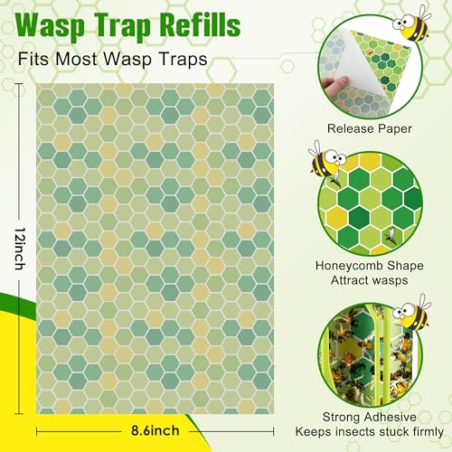 Qualirey 20 Pack Wasp Trap Refills, Fits Most Wasp Sticky Trap, 12" x 8.6"