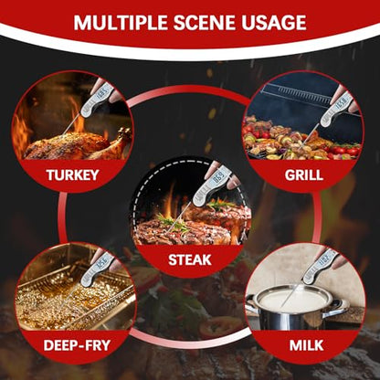 Cooking Thermometer，IP67 Waterproof Meat Thermometer Digital - color: White-2
