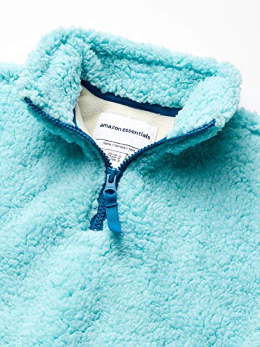 Amazon Essentials Girls' Long Sleeve Sherpa Fleece Quarter-Zip Pullover Jacket, Insulated - color: Aqua Blue, size: X-Small