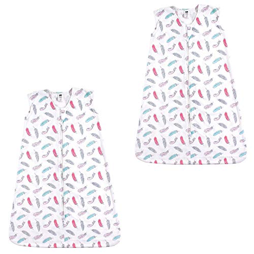 Hudson Baby Unisex BabyCotton Sleeveless Wearable Sleeping Bag, Sack, Blanket - color: Feathers 2-pack, size: 0-6 Months