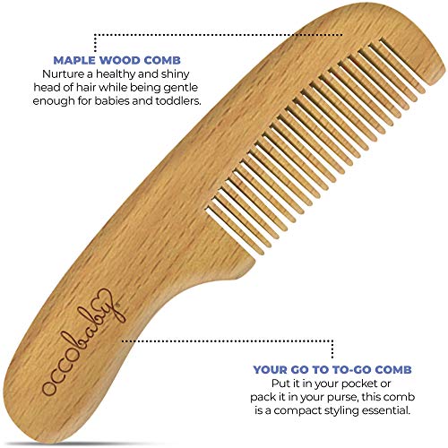OCCObaby Wooden Baby Hair brush Set for Newborns & Toddlers - Soft Hair Brush for Baby Grooming - Baby Scalp Brush and baby comb for Cradle Cap - Toddler Comb