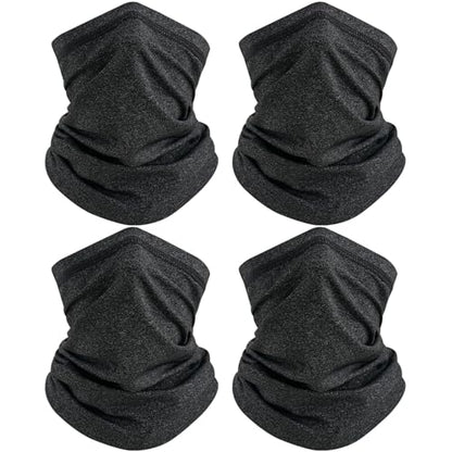 TICONN Neck Gaiter for Men Women, Cooling Bandana Face Mask Cover Gator - color: Heather Black-4pk, style: Quick Dry