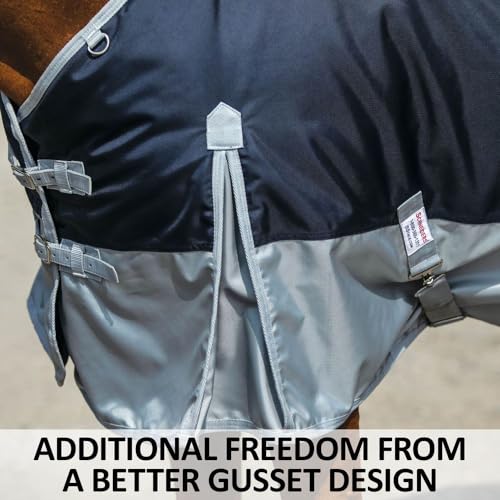 Dura-Tech Viking Horse Turnout Sheet | Open Front with 2 Buckle | Waterproof, Windproof & Breathable Blanket | Criss-Cross Surcingle | Winter Horse Blanket - size: Horse Size 78, style: Light Weight (100 gm)