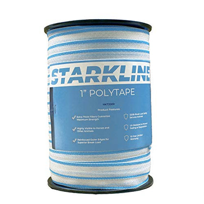 1" Electric Fence Polytape 656' Equine Horse Livestock Electric Fencing White/Blue