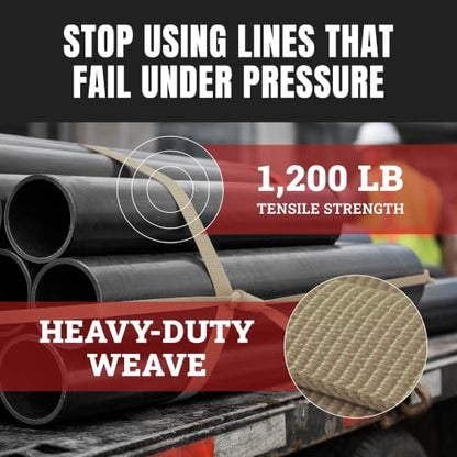 Cajun Tie Downs Pull Line — 1/2 Inch, 1,200 lb, Flat Polyester Pulling Tape, Conduit Wire Pulling, Made in USA, Beige, 1000 ft - color: Beige, size: 1/2 Inch x 1000 Feet (1200 lb)