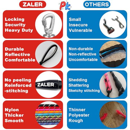 ZALER Rope Dog Leash, 4/5/6/10/15/20/30/50 Foot Reflective Dog Leashes with Carabiner, Heavy Duty Pet Lead for Large and Medium Dogs (6FT, Blue) - color: Blue, size: 6FT*1/2"