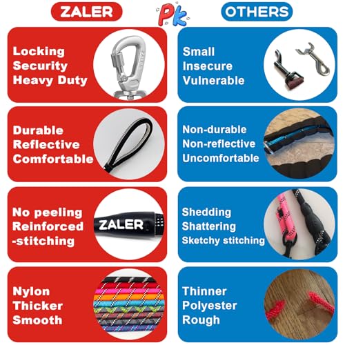 ZALER Rope Dog Leash, 4/5/6/10/15/20/30/50 Foot Reflective Dog Leashes with Carabiner, Heavy Duty Pet Lead for Large and Medium Dogs (4FT, Black) - color: Black, size: 4FT*1/2"