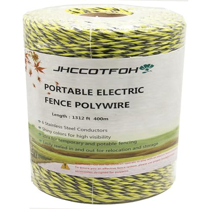 Electric Fence Polywire 1312 Feet，400 Meters 6 Conductors Portable Electric-Fence Rope for Reliable Conductivity and Rust Resistance - size: 1312 Feet