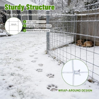 Cattle Panel 4ft x 328ft 14 Gauge Heavy Duty Galvanized Woven Wire Fence - size: 14ga 4x328ft
