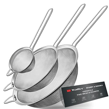 Walfos Fine Mesh Strainer Set of 3, Stainless Steel Wire Strainers for Kitchen, Multipurpose Metal Fine Sieve with Handle, Perfect for Food, Rice, Quinoa, 2.7", 4.6", 7" - size: 2.7", 4.6", 7" (3pcs)