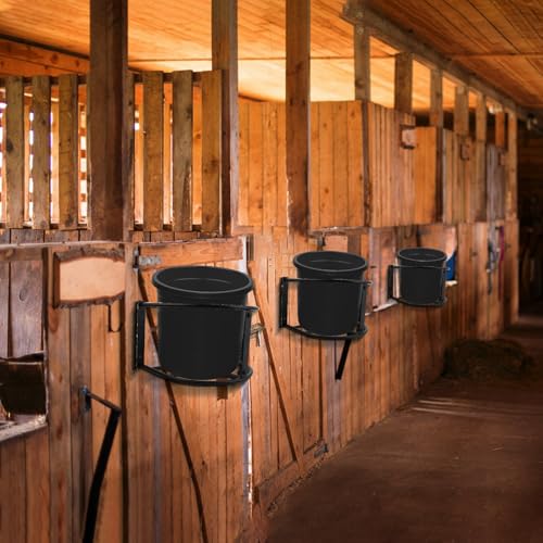 4 Pack Bucket Holder,Heavy Duty Wall Mounted Livestock Water Bucket Holder Detachable Steel Bucket Hanger, Securely Hangs 5 Gallon Horse Water and Feed Buckets
