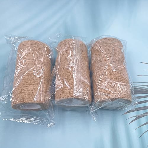 HerMia Self Adhesive Bandage Wrap 3 Rolls 4 Inch Self Adherent Wrap Self Stick Bandages Wrap Stretch Bandage for Wrist Ankle Swelling Sprains - size: 4 In - 3 Rolls