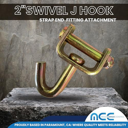4 Pack 2" Swivel J Tow Hook Heavy Duty Replacement for Tie Down Straps - size: 4 - Pack