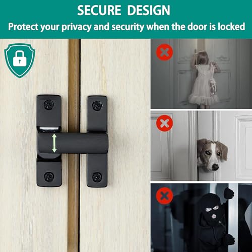 Mooche Sliding Barn Door Lock, 90/180 Degree Flip Door Lock Latch, Black - color: Black
