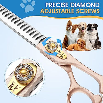 JASON Dog Grooming Chunker Scissors - 7.5" Professional Thinning Shears - color: Rosegold, size: 7.52