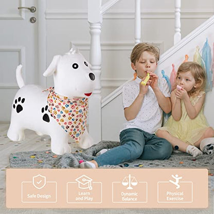 INPANY Bouncy Dog Hopper for Toddlers, Gifts Toy for Kid, Pump Included | Eco-Friendly PVC, Low Center Gravity, Cute Cartoon Design, Load 100 Lbs, Learn & Exercise & Active Fun, Gifts for 1-3 Kids - color: White Dog