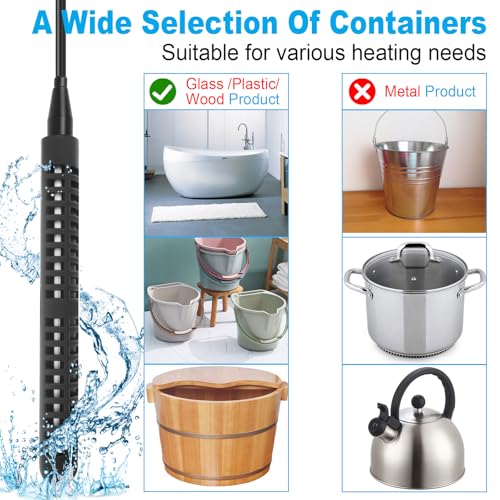 240V 3500W Immersion Water Heater, Portable Electric Heater GFCI Protected | Stainless Steel 316L with Digital LCD Thermometer for 26 Galons Bucket, Livestock Troughs - size: 240V