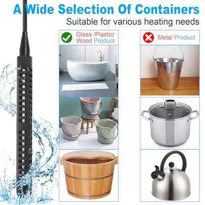 240V 3500W Immersion Water Heater, Portable Electric Heater GFCI Protected | Stainless Steel 316L with Digital LCD Thermometer for 26 Galons Bucket, Livestock Troughs - size: 240V
