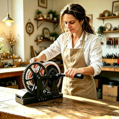 Wool Carder Carding Machine,Manual Wool Blending Wheel for Combing Blending, Hand Carders with Brush & Awl，Felt Drum Carder for Craft(Black)