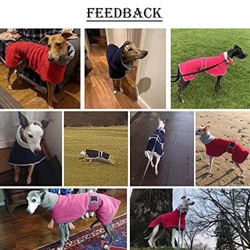 Greyhounds Lurchers Whippets Dog Coats with Reflective Stripe Dog Winter Coat Jacket Fleece Adjustable Band - Navy - S - color: Navy, size: Small (Length: 20"-21.5")