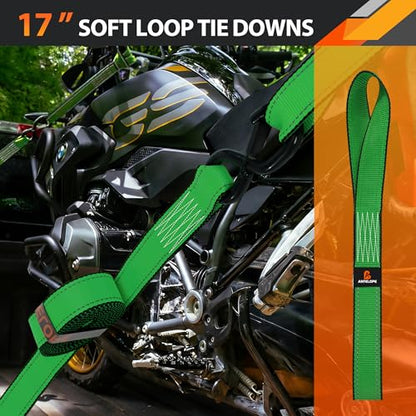 A ANTELOPE 4 Pack 1.5" x 15' Ratchet Tie Down Straps with S Hooks, Green - color: Green, size: 4PK-1.5in