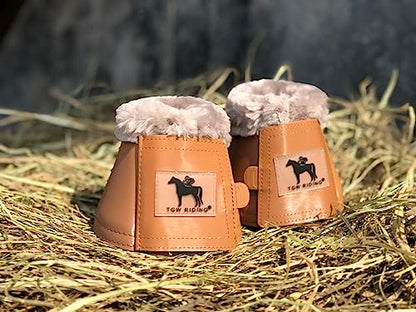 Horse Bell Boots Dressage Horse Boots XL L M S - color: Cognac Color, style: Bell Boots with Faux