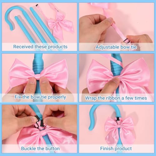 Shepherd Staff and Bow Tie Hook Canes with Bowtie for Women Halloween Party Cosplay - style: Style 4