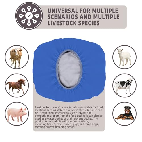 2-5 Gallon Horse Bucket Cover, Waterproof Horse Feed Bucket Cover, Lightweight and Easy to Use (Excluding Bucket, Blue) - color: Blue