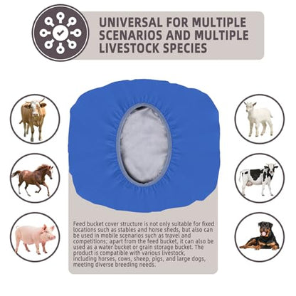 2-5 Gallon Horse Bucket Cover, Waterproof Horse Feed Bucket Cover, Lightweight and Easy to Use (Excluding Bucket, Blue) - color: Blue