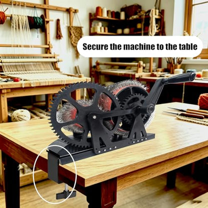 Wool Carder Carding Machine,Manual Wool Blending Wheel for Combing Blending, Hand Carders with Brush & Awl，Felt Drum Carder for Craft(Black)