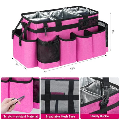 Cleaning Caddy Bag, Extra Large Cleaning Supply Bag for Housekeepers - color: Rose Pink, size: XL