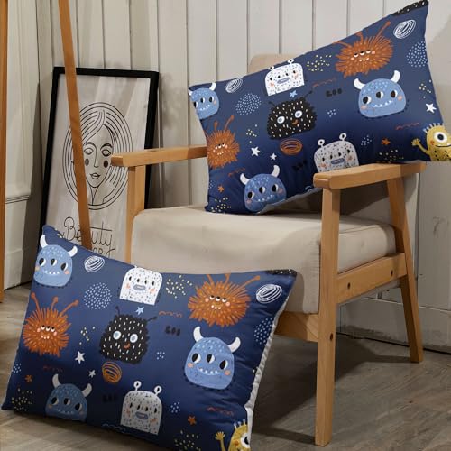Monsters Sheets Set 4Pcs for Kids,Cute Monsters Printed Sheet Set with 1 Flat Sheet and 1 Fitted Sheet + 2 Pillowcases(Cute Monsters Full) - color: Cute Monsters, size: Full 81x97 inches